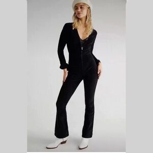 Free People We the Free Jumpsuit Jayde Cord Flare in Black Size L